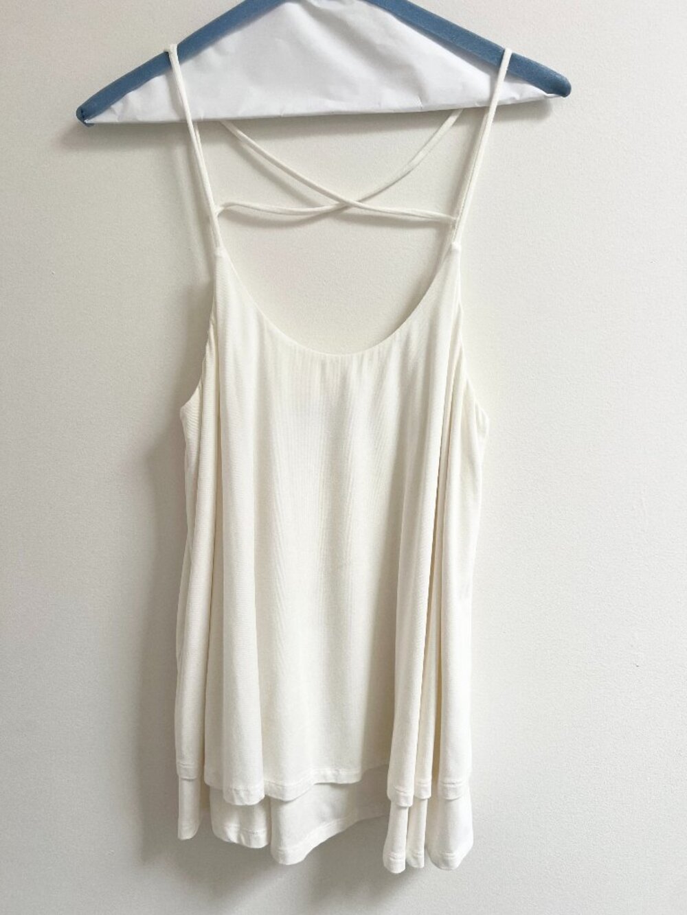 Tart Collections White Modal Spandex Double Layer Tank Camisole Large